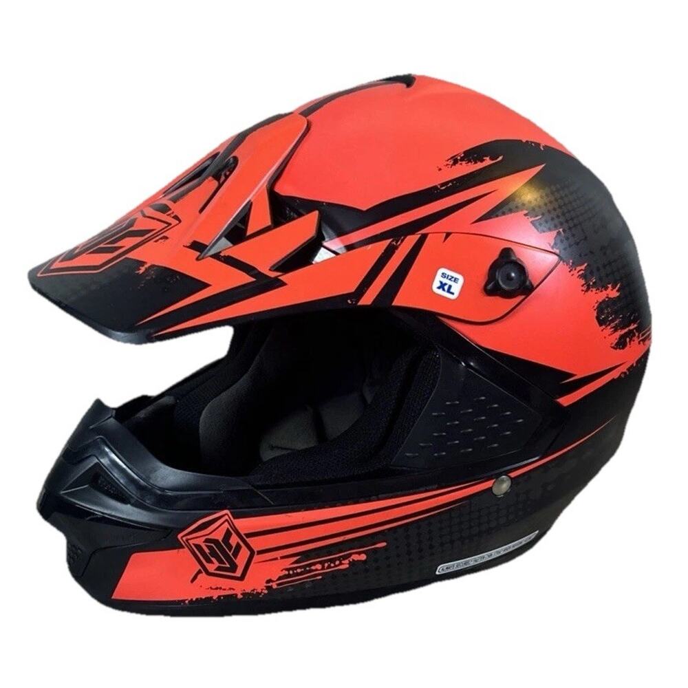 HJC Motocross Dirt bike Helmet XL Orange And Black Dirt Bike Visor Open Box